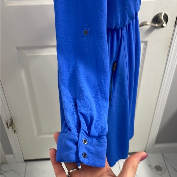 Maeve Anthropologie Blue Long Sleeve Wrap Dress - Picture 5 of 13